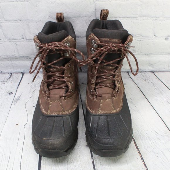 LL Bean Storm Chaser Brown Leather Insulated Winter Boots Size 8.5 M - Picture 5 of 9